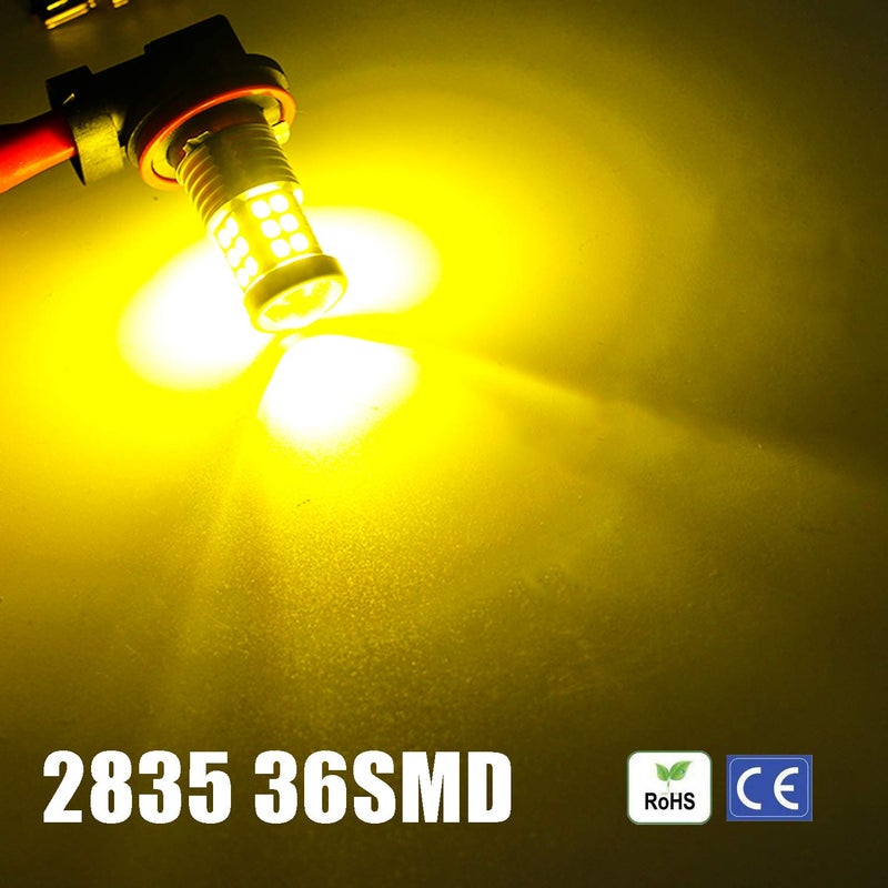 KISLED Super Bright 3000lm H8 H11 LED Fog Lights Bulbs DRL High Power 3030 Chips with Projector Lens Replacement for Cars Trucks, Golden Yellow - Image 4